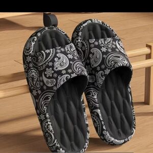 Black And White Slide Sandals